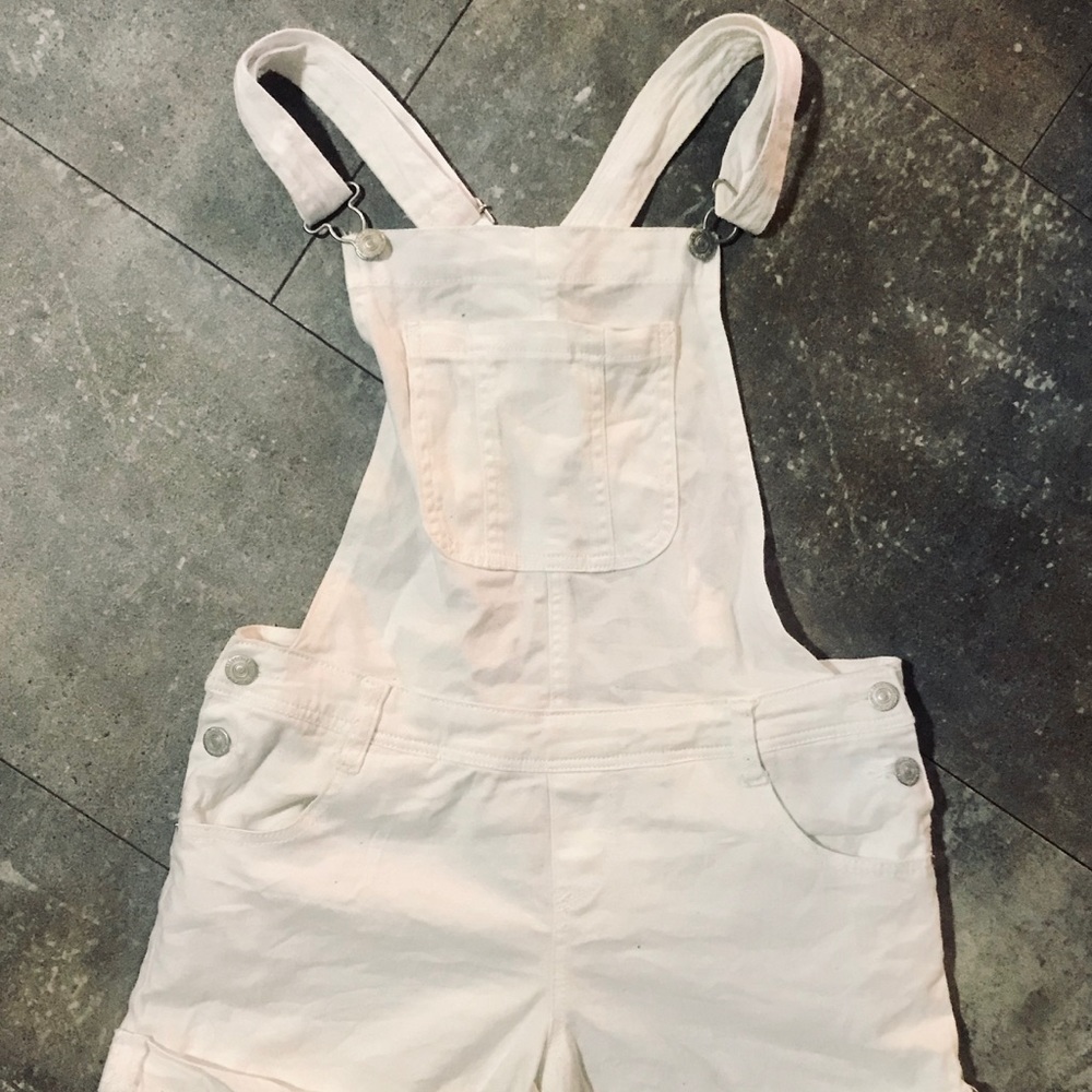 White overall shorts